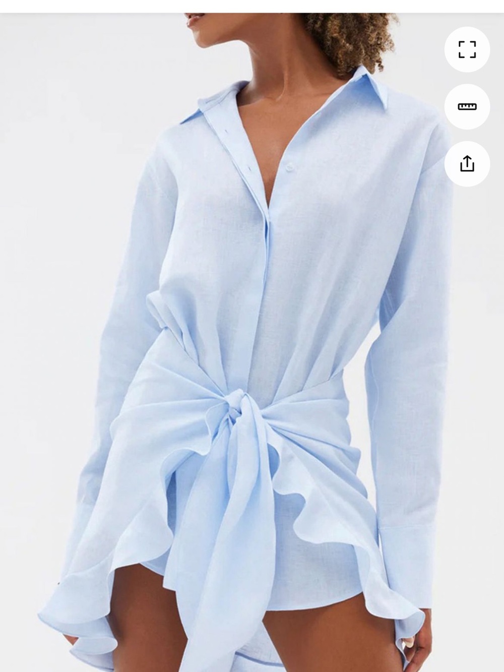 Chicwish Pale Blue Tie-Front Button Down Shirt